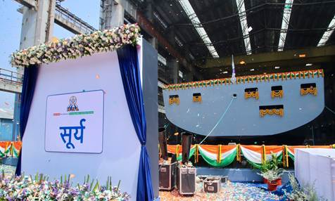Defence Minister Launches First Indigenous Fleet Support Ship ‘Surya’